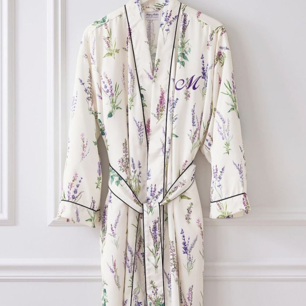 Monique Lhuillier x Pottery Barn Floral Print Satin Robe Size M/L